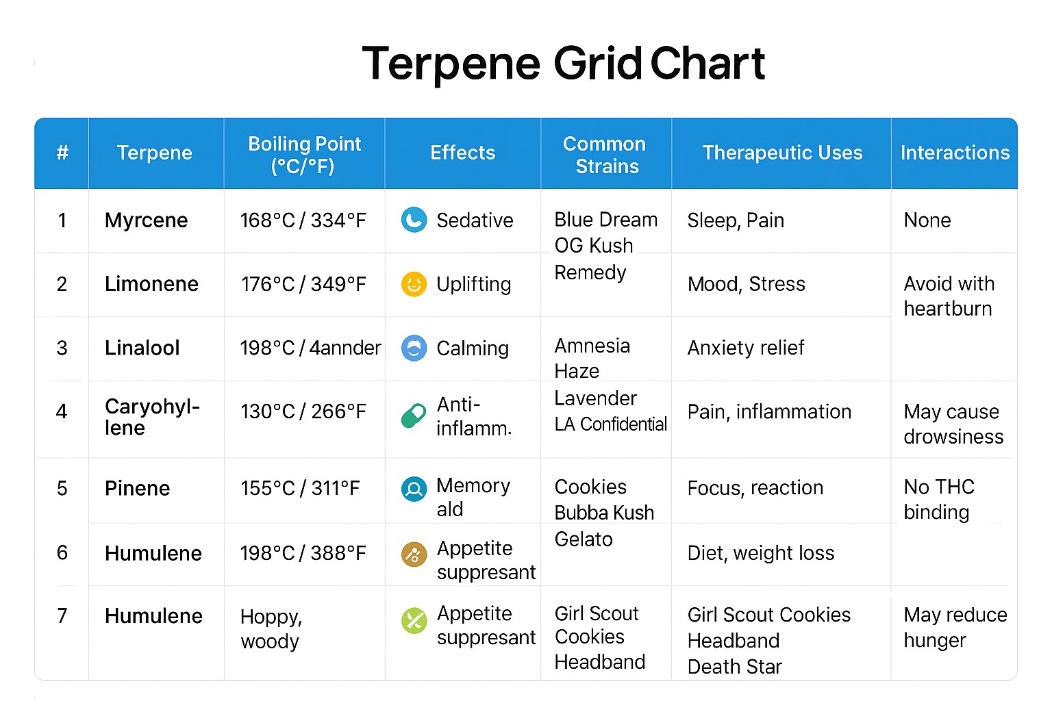 Terpene Grid Chart